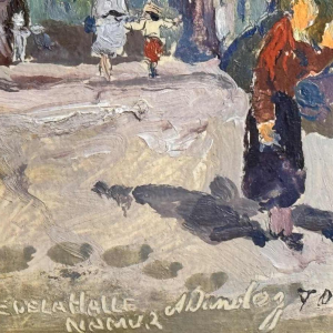 Albert DANDOY 'Hallestraat in Namen' olieverf op karton