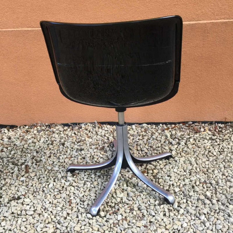 OSVALDO BORSANI pour TECNO "Modus Office" Chaise Pivotante de Bureau Noire 1970