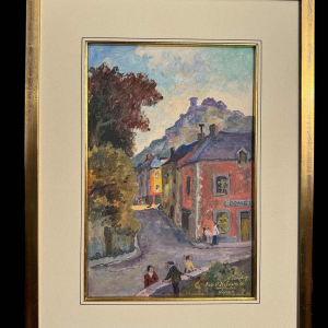 Albert DANDOY ‘Street of Halle in Namur’ oil on cardboard