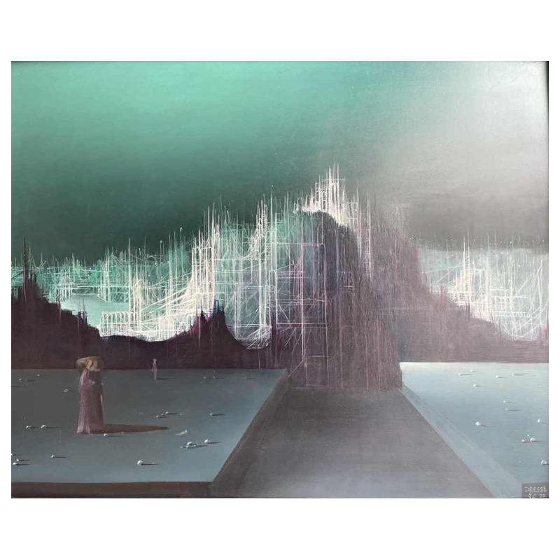 Jean-Claude DRESSE (1946-) « Nocturne » hsp 33x41 cm datée 1982