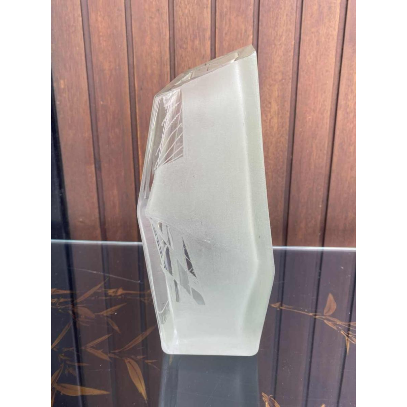 Grand vase Art Déco 1930 signé Anatole Riecke en cristal