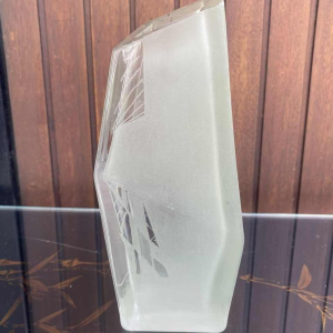 Large 1930s Art Deco crystal vase signed Anatole Riecke