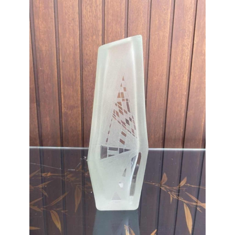 Grand vase Art Déco 1930 signé Anatole Riecke en cristal