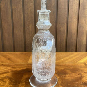 Baccarat Michelangelo crystal decanter, engraved decoration