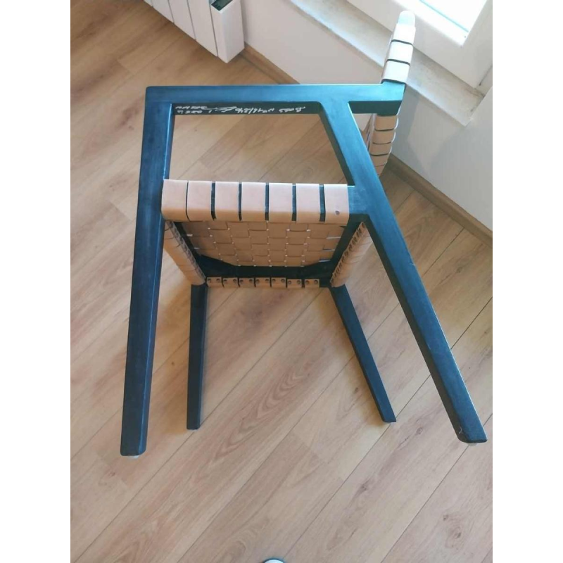 Olivier de Schrijver “Boss“ paire de fauteuils, bois noirci et lanières de cuir