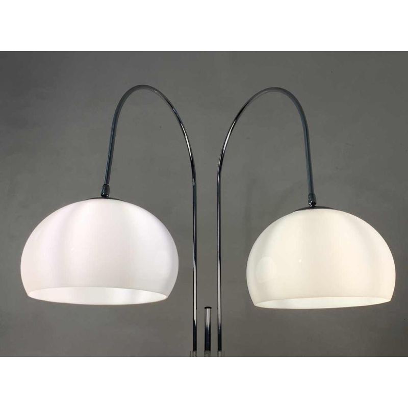GEPO, Vintage Chroom / Marmeren Vloerlamp 'DOUBLE ARC' verstelbaar, jaren 60