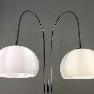 GEPO, Vintage Chrome / Marble Floor Lamp 'DOUBLE ARC' adjustable, 1960s