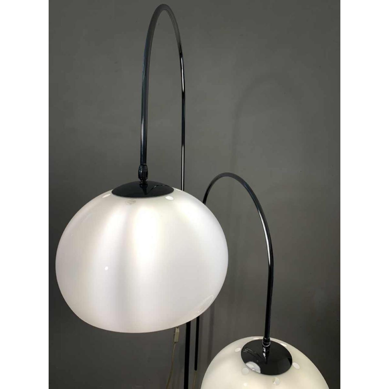 GEPO, Vintage Chroom / Marmeren Vloerlamp 'DOUBLE ARC' verstelbaar, jaren 60
