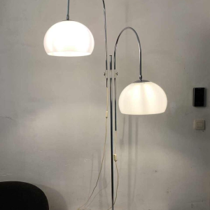 GEPO, Lampadaire Chrome / Marbre Vintage ' DOUBLE ARC ' adjustable, 1960s