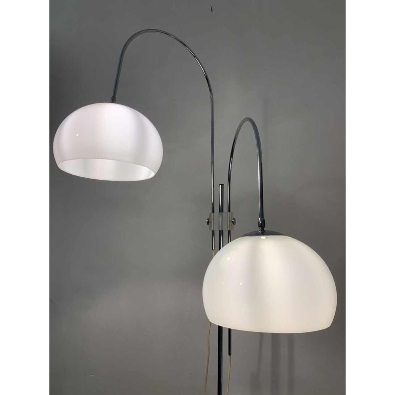 GEPO, Vintage Chroom / Marmeren Vloerlamp 'DOUBLE ARC' verstelbaar, jaren 60