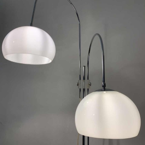 GEPO, Vintage Chroom / Marmeren Vloerlamp 'DOUBLE ARC' verstelbaar, jaren 60