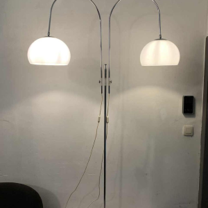 GEPO, Lampadaire Chrome / Marbre Vintage ' DOUBLE ARC ' adjustable, 1960s