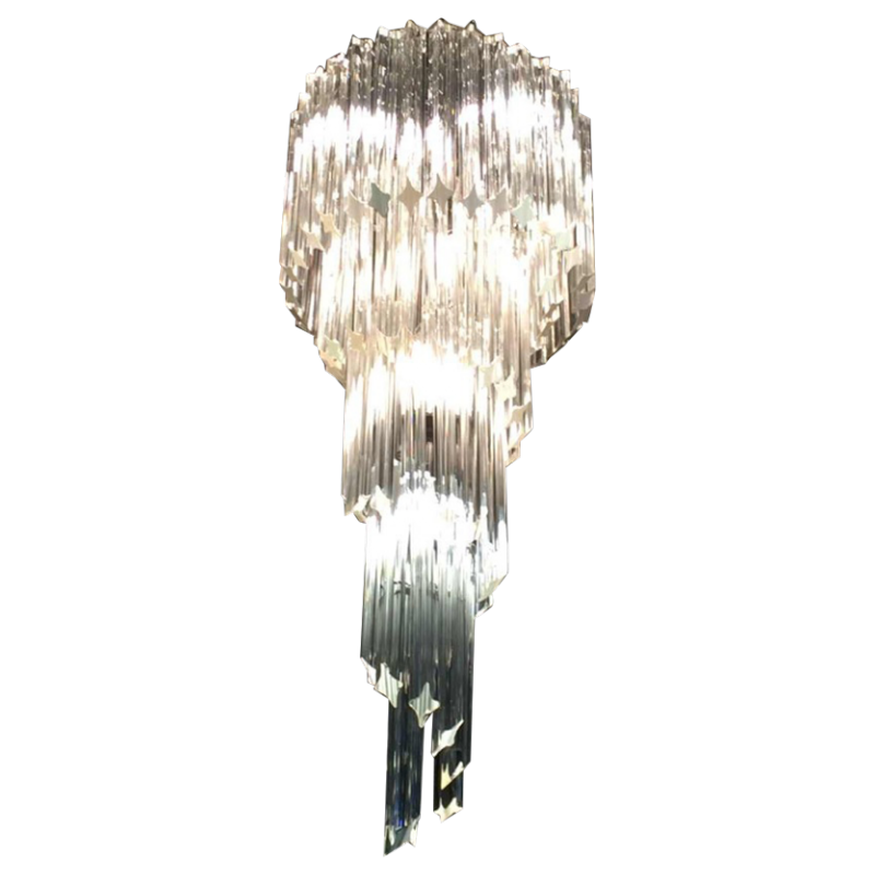 Venini Murano " GLASS PRISM SPIRALE " grand lustre en cascade de glace, 100 cm