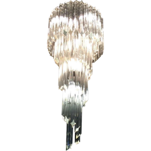 Venini Murano " SPIRAL GLASS PRISM " large ice cascade chandelier, 39 inch