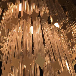 Venini Murano " SPIRAL GLASS PRISM " large ice cascade chandelier, 39 inch