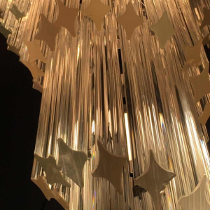 Venini Murano "GLAS PRISM SPIRAL" grote kroonluchter in ijswaterval, 100 cm