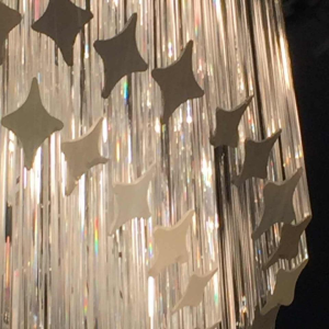 Venini Murano "GLAS PRISM SPIRAL" grote kroonluchter in ijswaterval, 100 cm