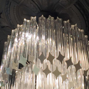 Venini Murano " GLASS PRISM SPIRALE " grand lustre en cascade de glace, 100 cm