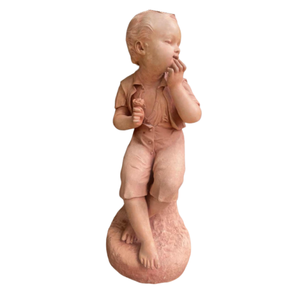 Charles Martial Baury Child terracotta sculpture signed and dated 1868