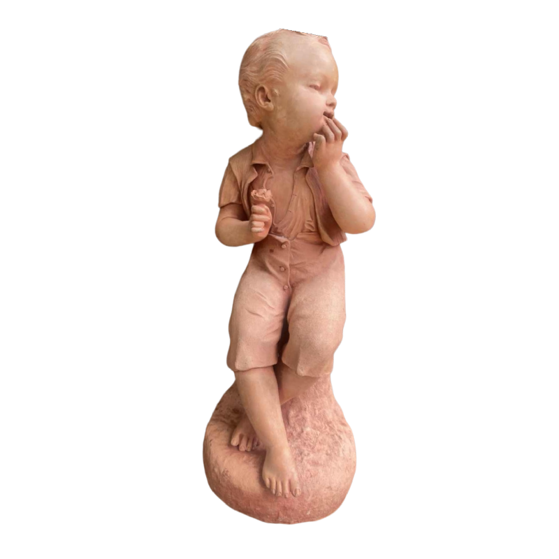 Charles Martial Baury Child terracotta sculpture signed and dated 1868