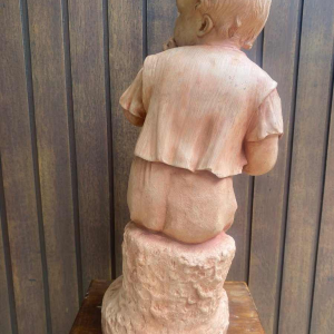 Charles Martial Baury Kind terracotta sculptuur gesigneerd en gedateerd 1868