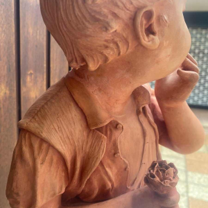 Charles Martial Baury Child terracotta sculpture signed and dated 1868