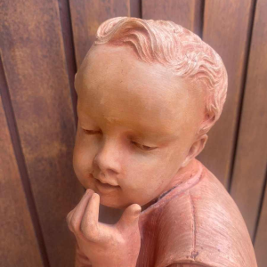 Charles Martial Baury Child terracotta sculpture signed and dated 1868