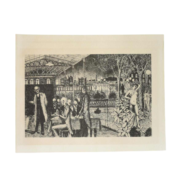 Paul Delvaux “Les Astronomes“ 1963, gravure double face signée dans la planche