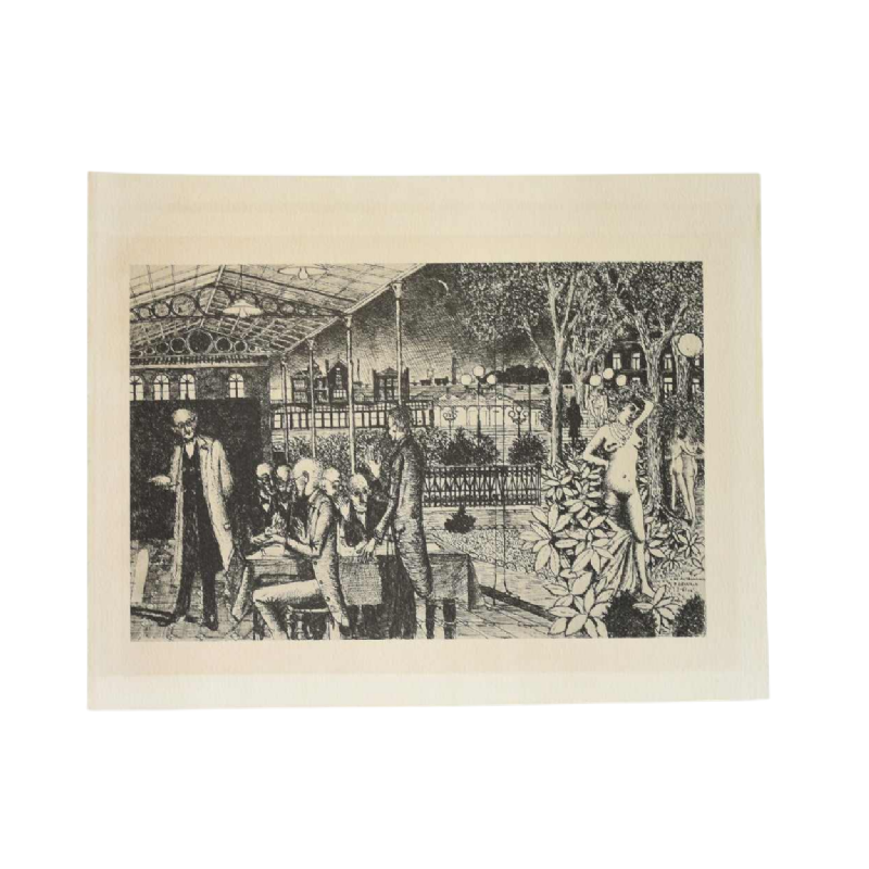 Paul Delvaux “Les Astronomes“ 1963, gravure double face signée dans la planche