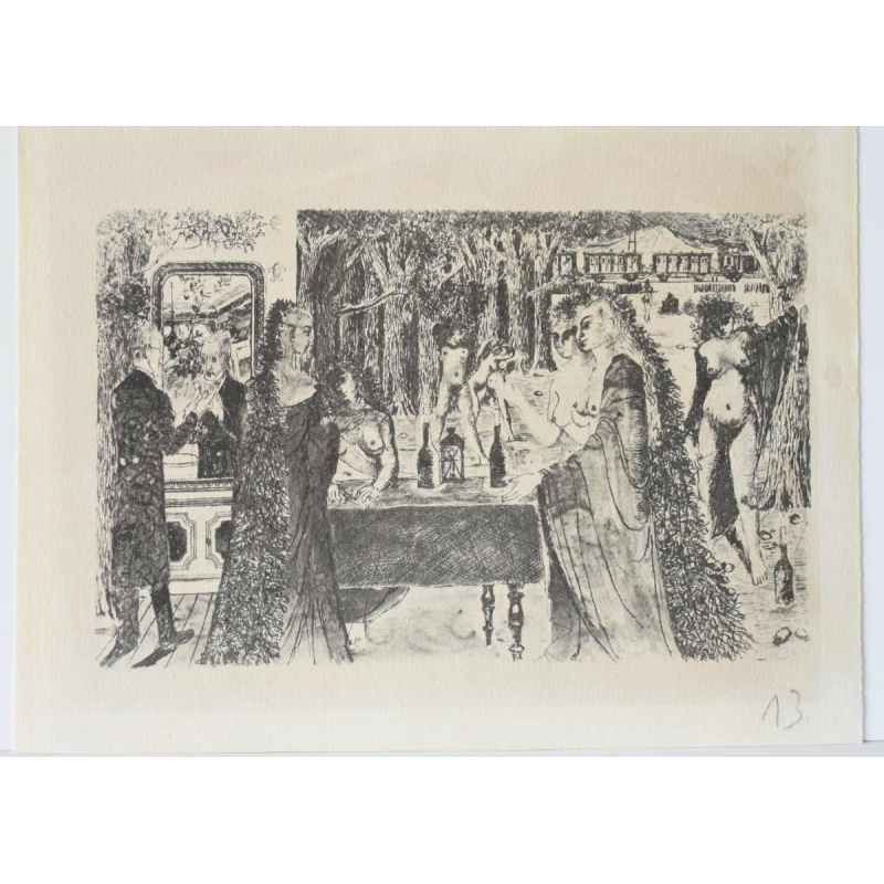 Paul Delvaux “Les Astronomes“ 1963, double-sided etching signed in the plate