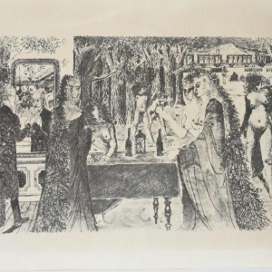 Paul Delvaux “Les Astronomes“ 1963, dubbelzijdige ets gesigneerd in de plaat