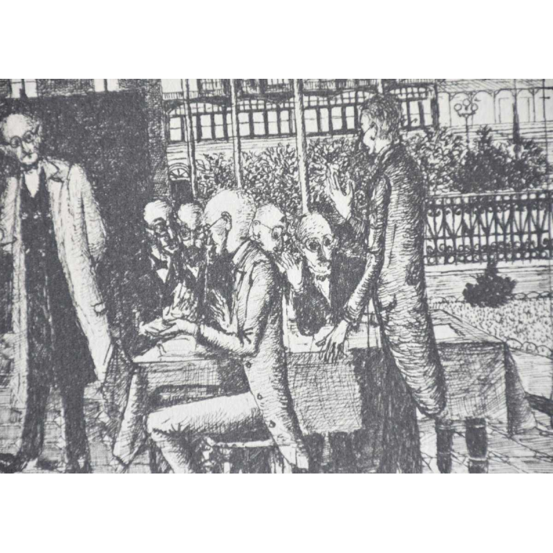 Paul Delvaux “Les Astronomes“ 1963, double-sided etching signed in the plate