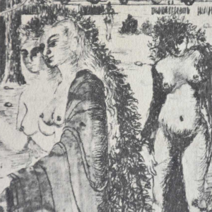 Paul Delvaux “Les Astronomes“ 1963, gravure double face signée dans la planche