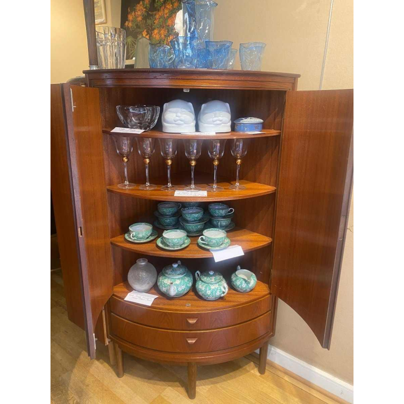 Scandinavian teak corner cabinet by Agnes Christoffersen