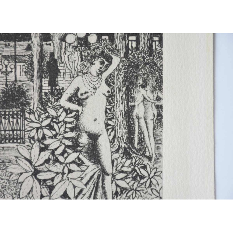 Paul Delvaux “Les Astronomes“ 1963, double-sided etching signed in the plate