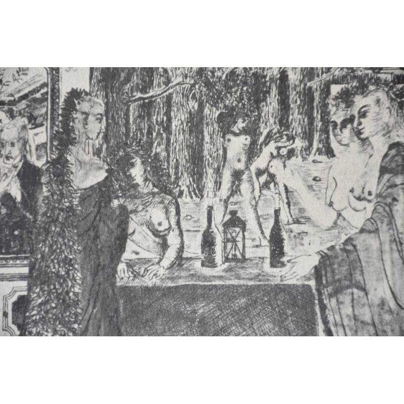 Paul Delvaux “Les Astronomes“ 1963, dubbelzijdige ets gesigneerd in de plaat