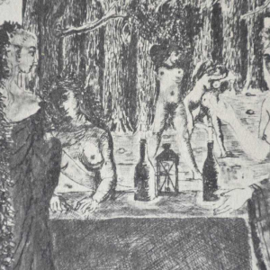 Paul Delvaux “Les Astronomes“ 1963, dubbelzijdige ets gesigneerd in de plaat