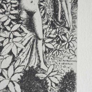 Paul Delvaux “Les Astronomes“ 1963, double-sided etching signed in the plate