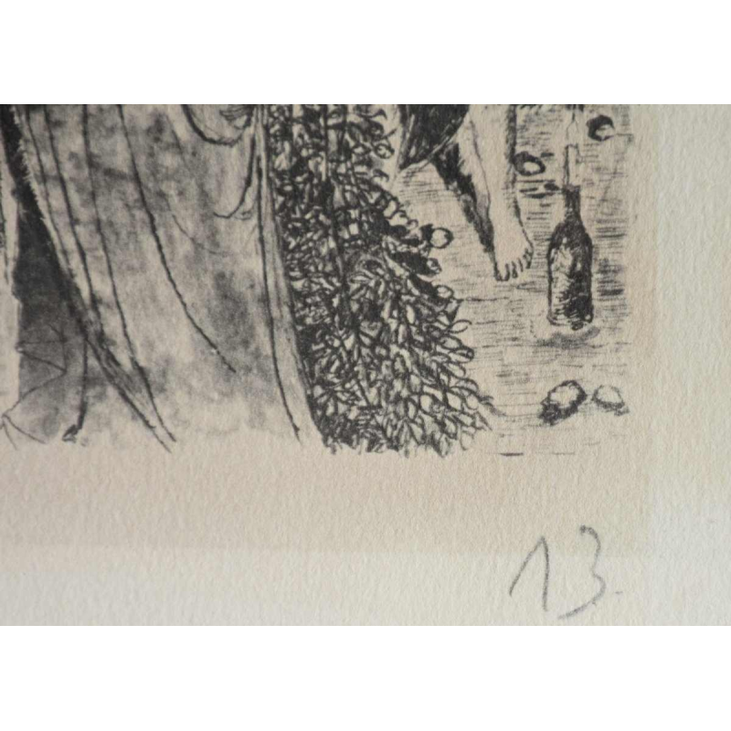 Paul Delvaux “Les Astronomes“ 1963, double-sided etching signed in the plate