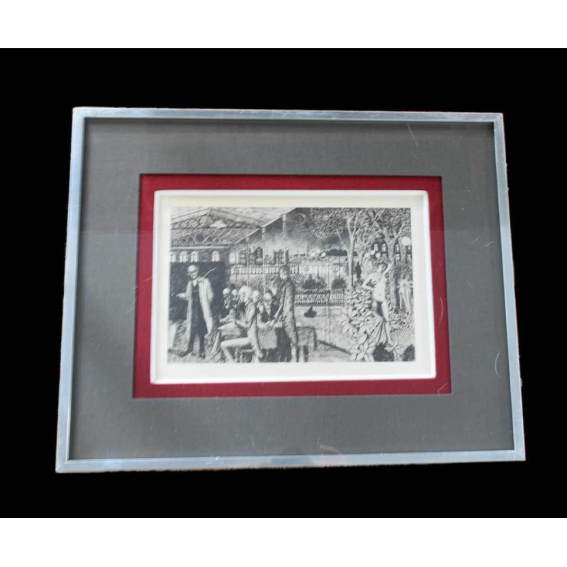 Paul Delvaux “Les Astronomes“ 1963, double-sided etching signed in the plate