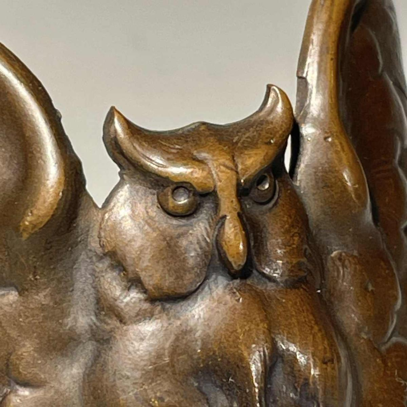 Art Nouveau armband “Uil met uitgespreide vleugels”, brons met koperpatina, eind 19e eeuw