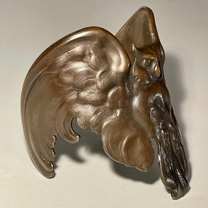 Art Nouveau armband “Uil met uitgespreide vleugels”, brons met koperpatina, eind 19e eeuw