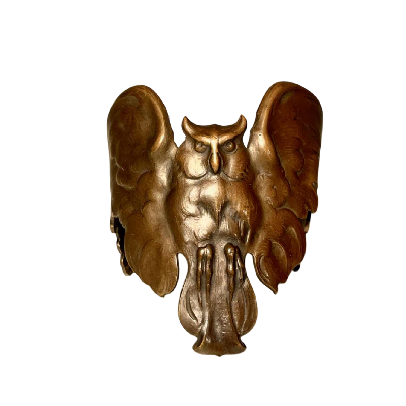 Art Nouveau armband “Uil met uitgespreide vleugels”, brons met koperpatina, eind 19e eeuw