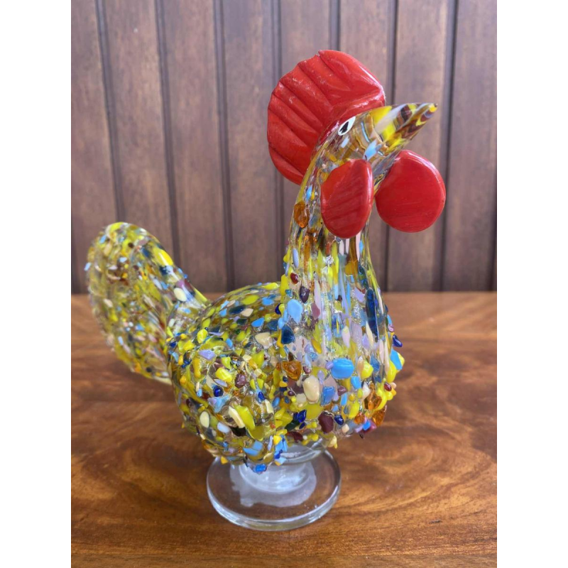 Haan in Murano geblazen glas, dierensculptuur.