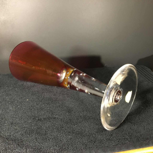 VAL SAINT LAMBERT, paar rode glazen bruiloftsbril, 19e eeuw