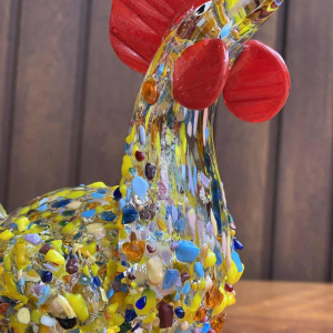 Haan in Murano geblazen glas, dierensculptuur.