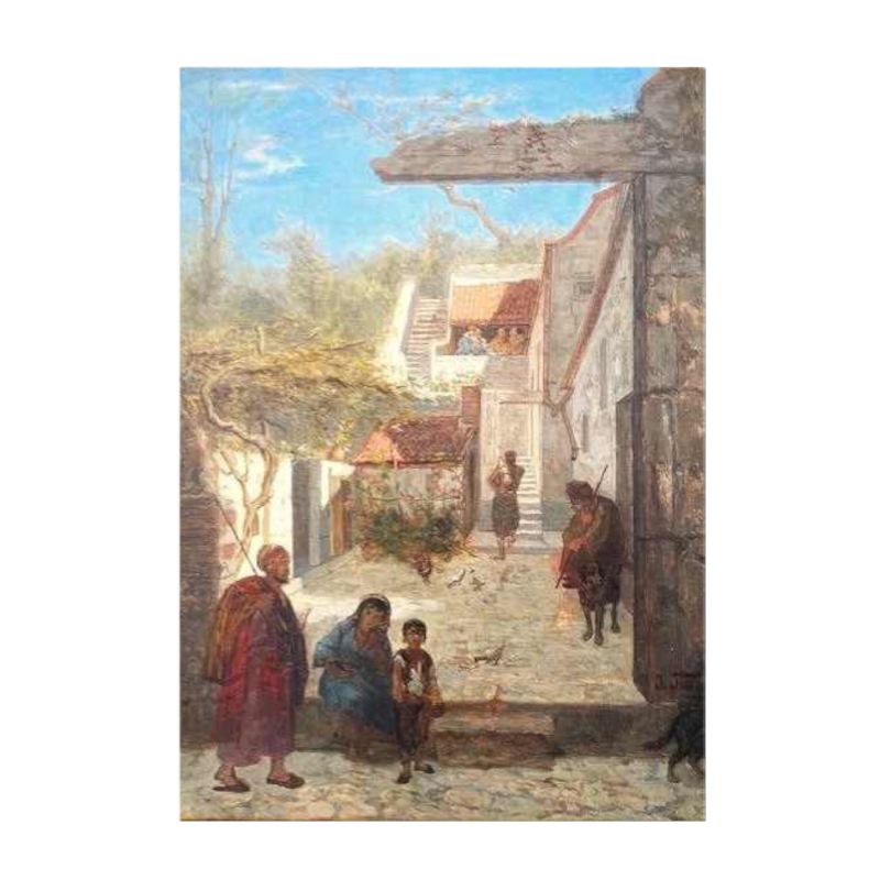 Julius Joseph Gaspard Starck, tableau orientaliste animé, XIXe s