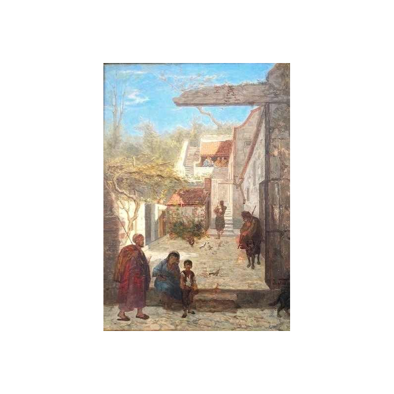 Julius Joseph Gaspard Starck, animated Orientalist painting, 19th c