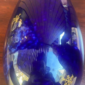 Large vase signed in Sèvres porcelain, midnight blue, 20th century