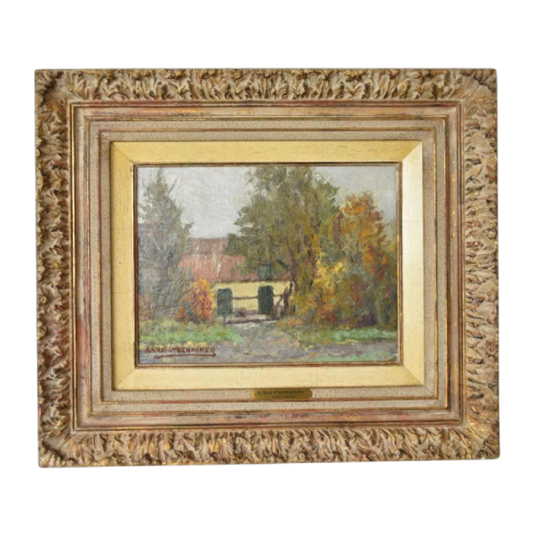 Auguste VAN STEENACKER (1890-1965) - Country house in autumn - oil painting on panel